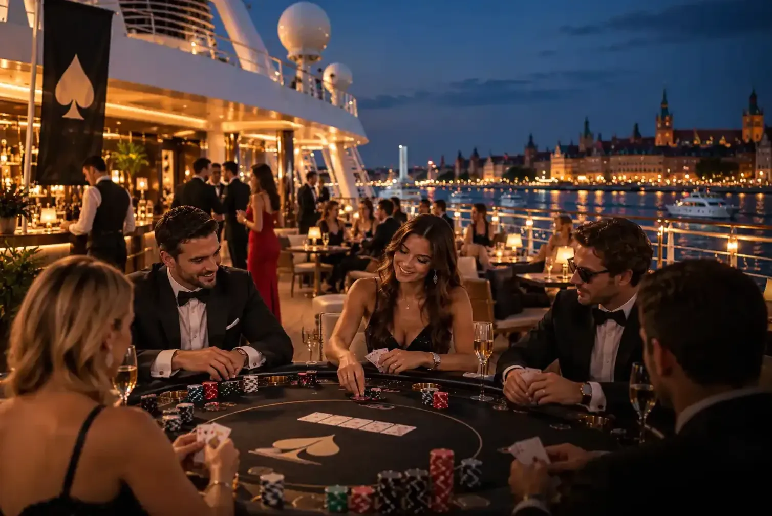 Turniej Texas Hold'em na liniowcu — stół pokerowy