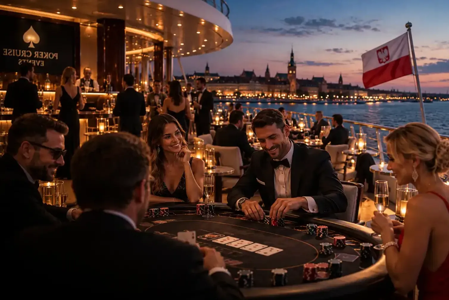 Weekendowy mini-rejs z kasynem — stół pokerowy